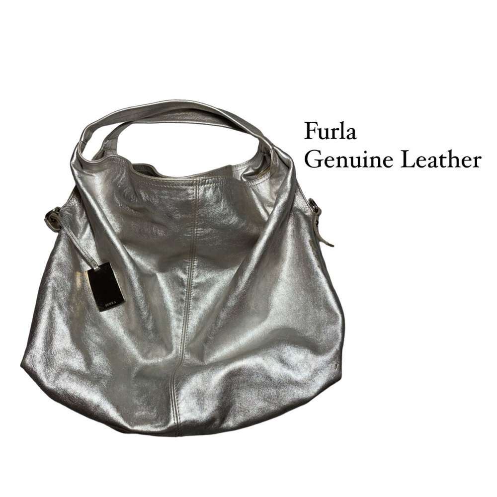 Furla Silver Bag Genuine Leather